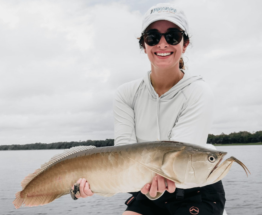 The area is protected and full of arapaima of all sizes, weighing anywhere from 20 to 400 lbs. Anglers can also target other species such as the tenacious arowana and tambaquis.